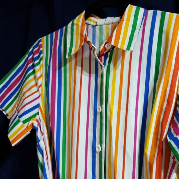 Size 2 Christopher John Rogers Striped Shirtdress - Picture 5 of 7